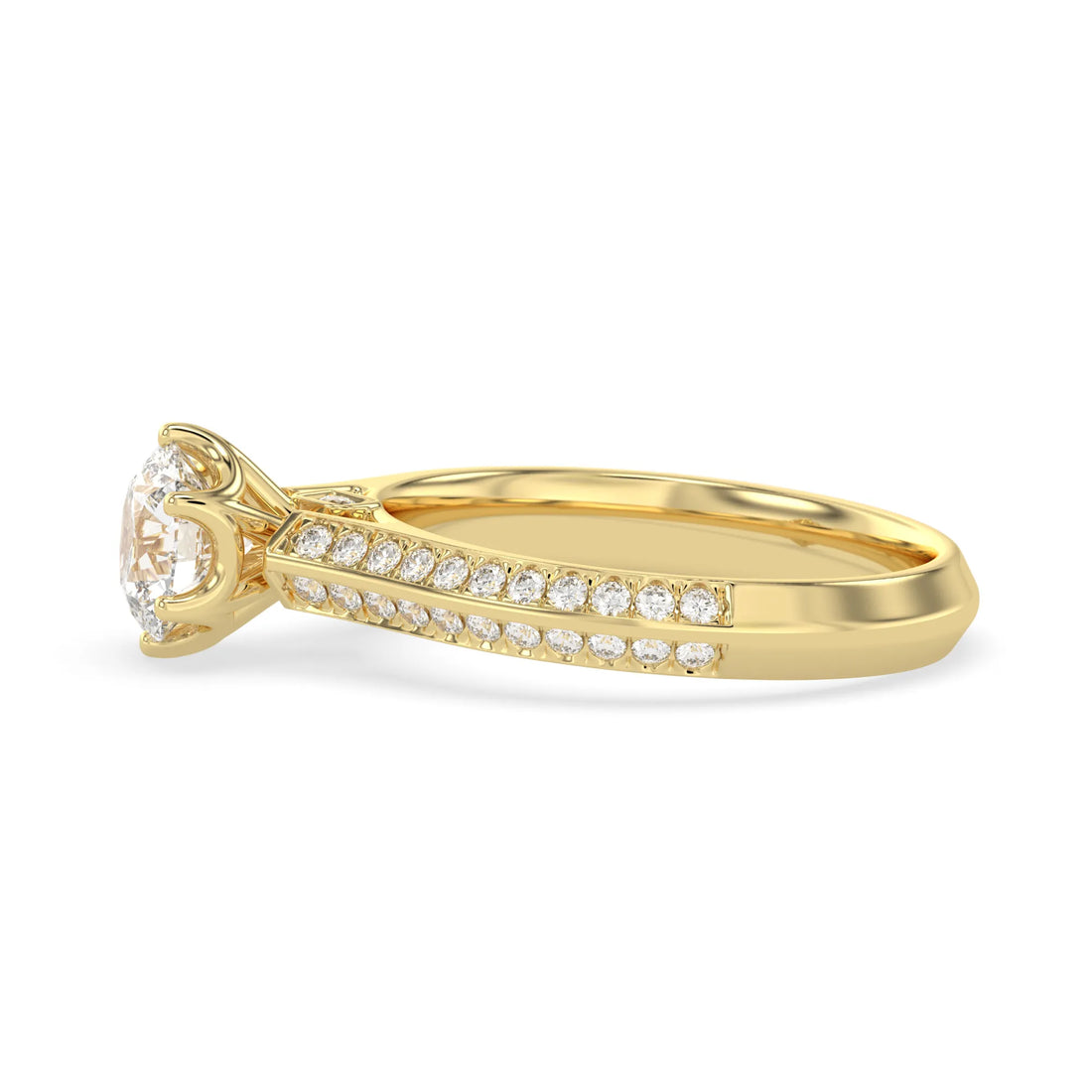 OctaPearl 1 ct Round Cut Lab Grown Diamond Pave Engagement Ring
