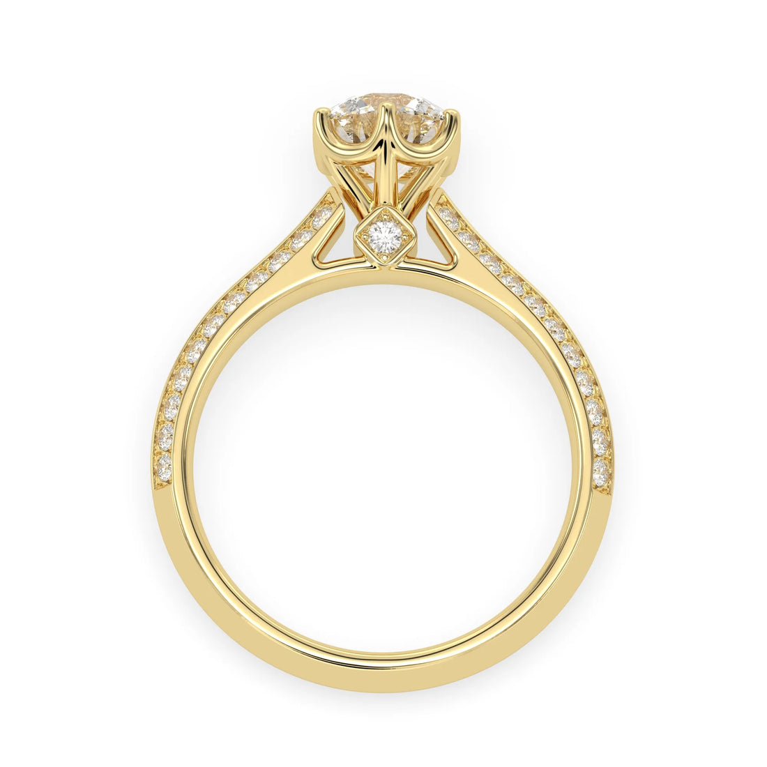 OctaPearl 1 ct Round Cut Lab Grown Diamond Pave Engagement Ring