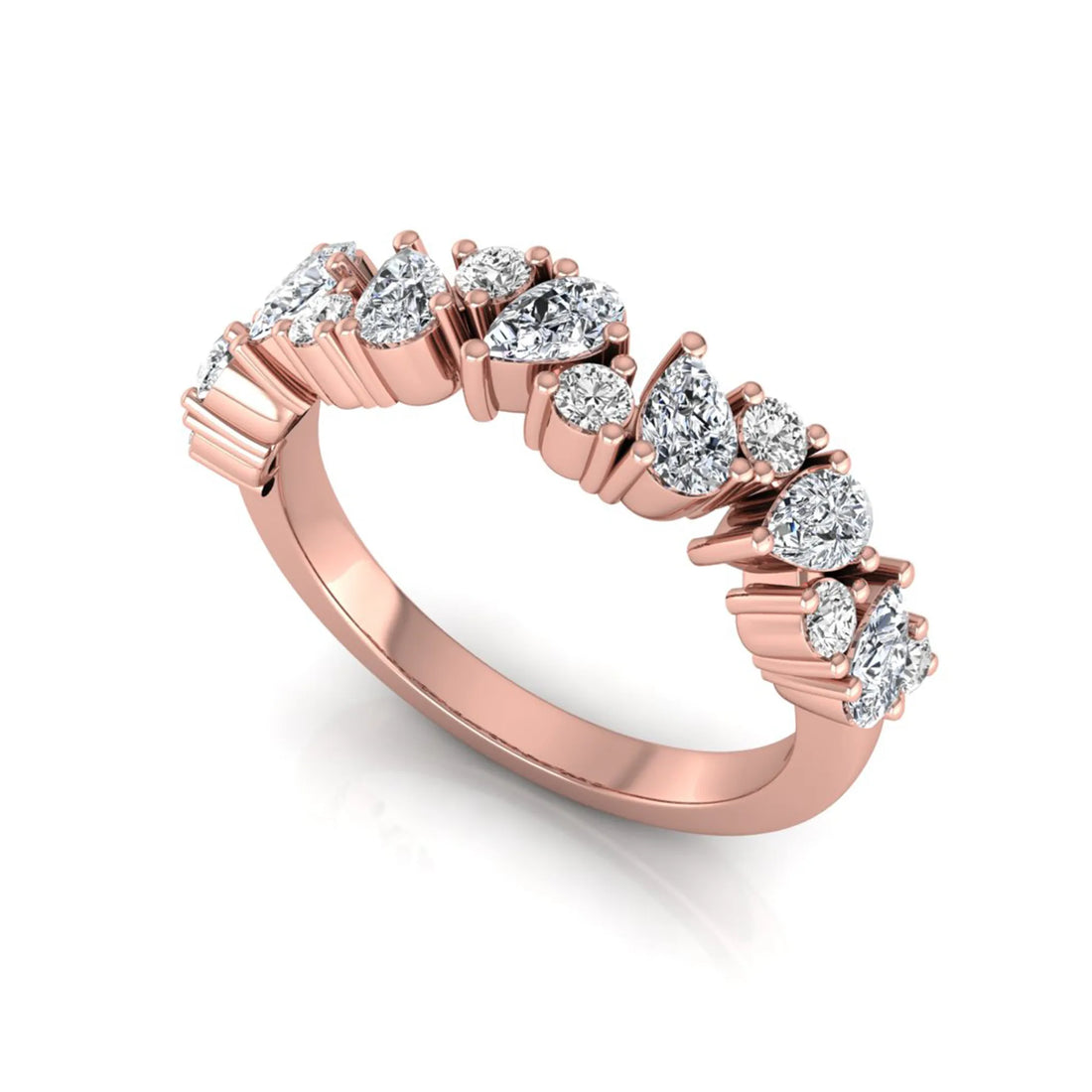 OctaPearl Cluster Lab Grown Diamond Half Eternity Stackable Wedding Band