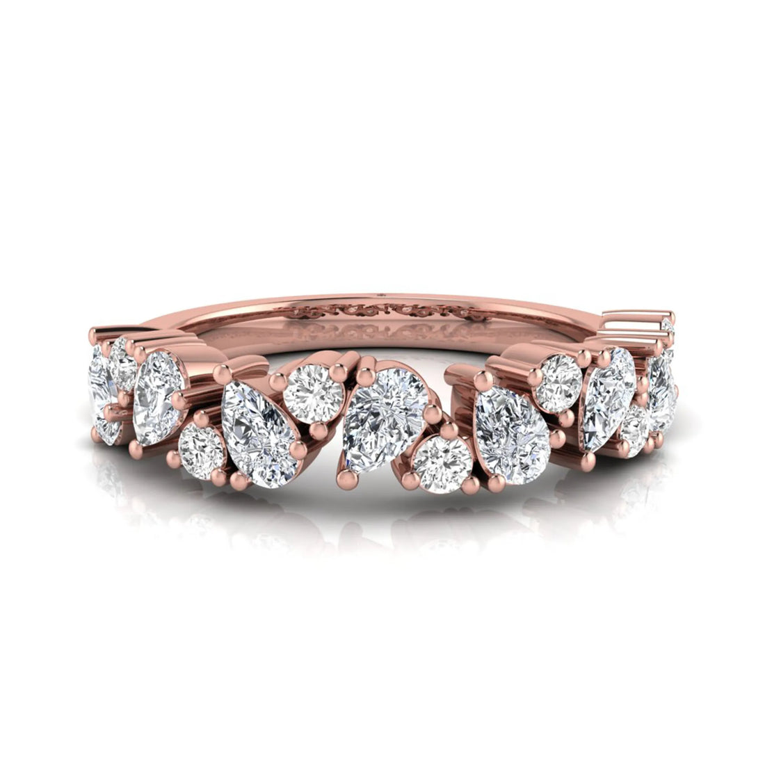 OctaPearl Cluster Lab Grown Diamond Half Eternity Stackable Wedding Band