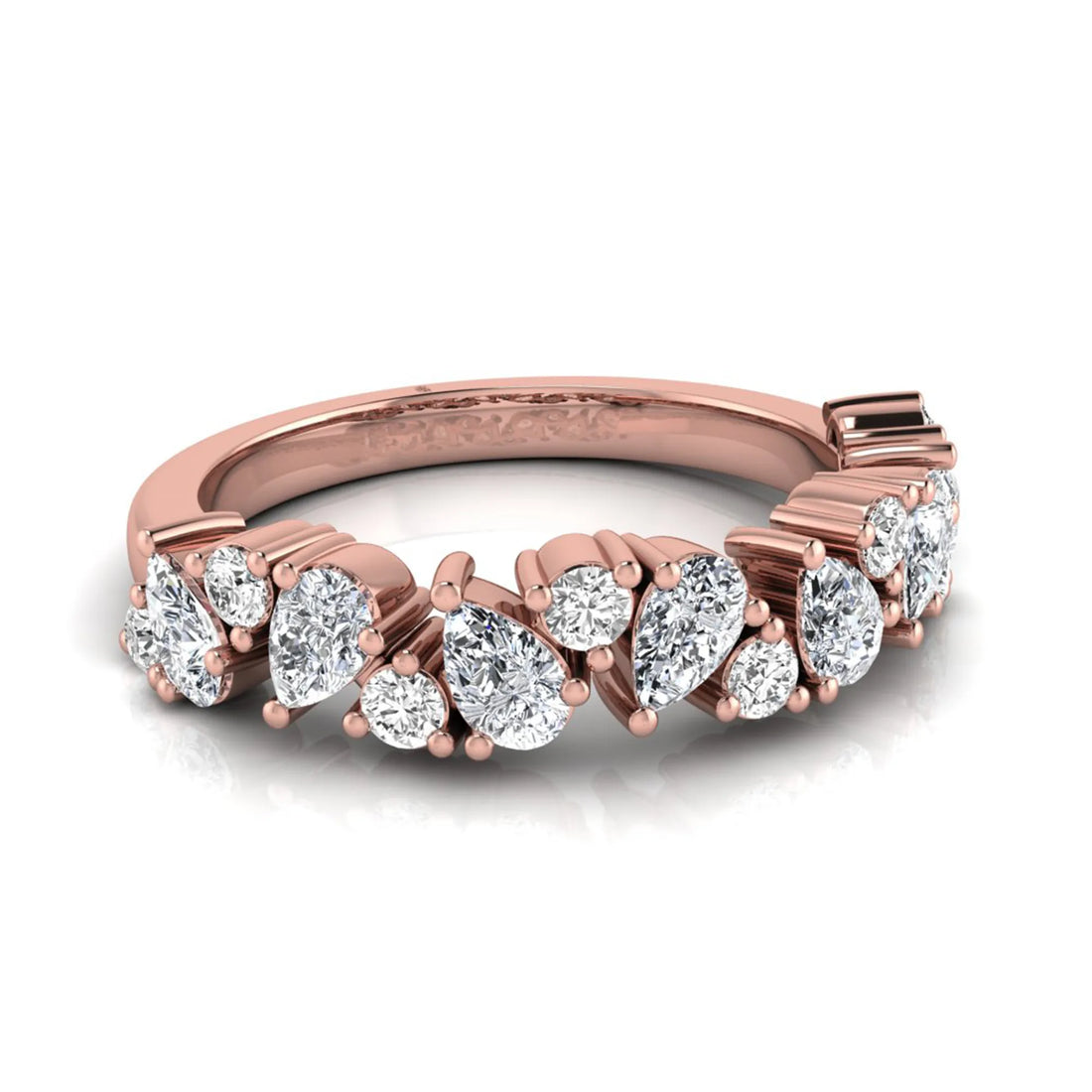 OctaPearl Cluster Lab Grown Diamond Half Eternity Stackable Wedding Band