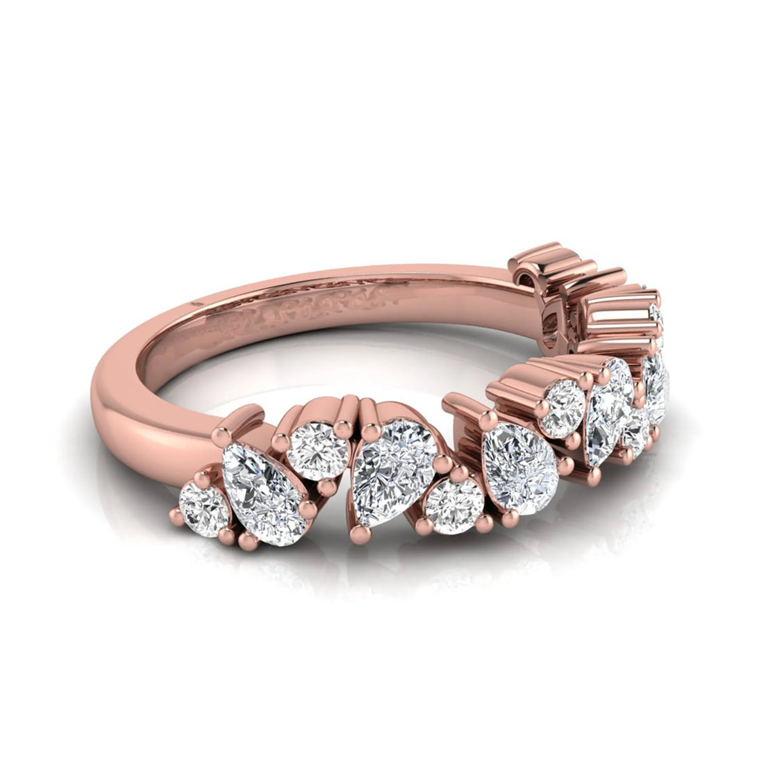 OctaPearl Cluster Lab Grown Diamond Half Eternity Stackable Wedding Band