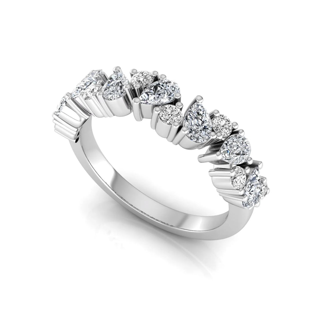 OctaPearl Cluster Lab Grown Diamond Half Eternity Stackable Wedding Band