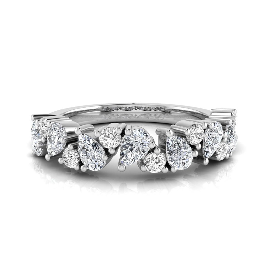 OctaPearl Cluster Lab Grown Diamond Half Eternity Stackable Wedding Band
