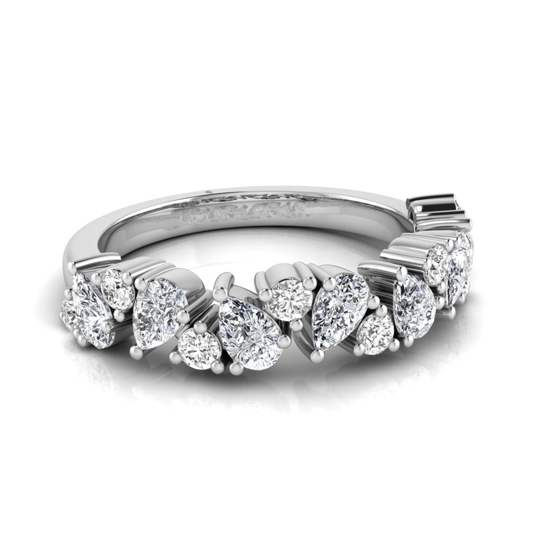 OctaPearl Cluster Lab Grown Diamond Half Eternity Stackable Wedding Band