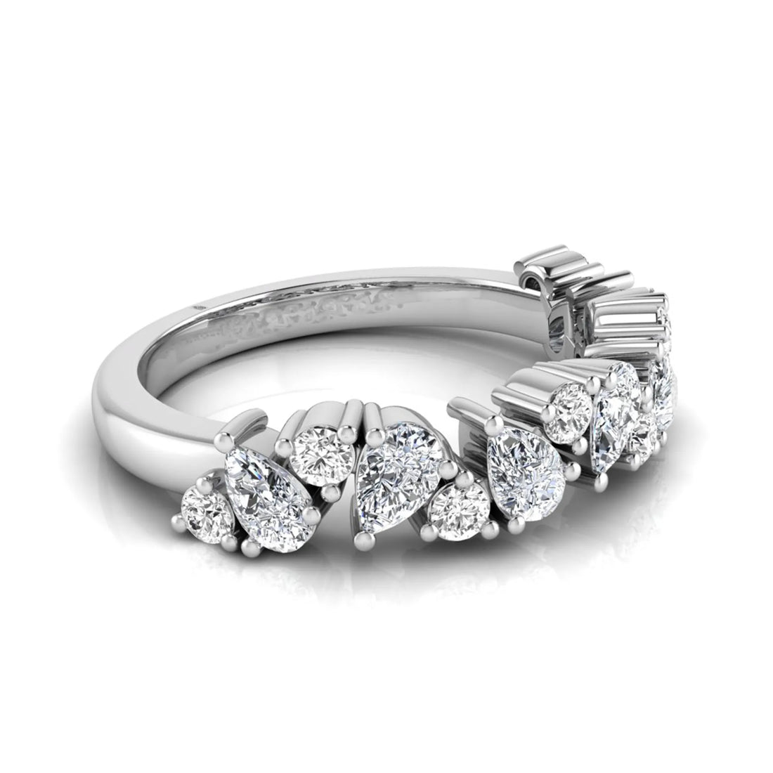 OctaPearl Cluster Lab Grown Diamond Half Eternity Stackable Wedding Band