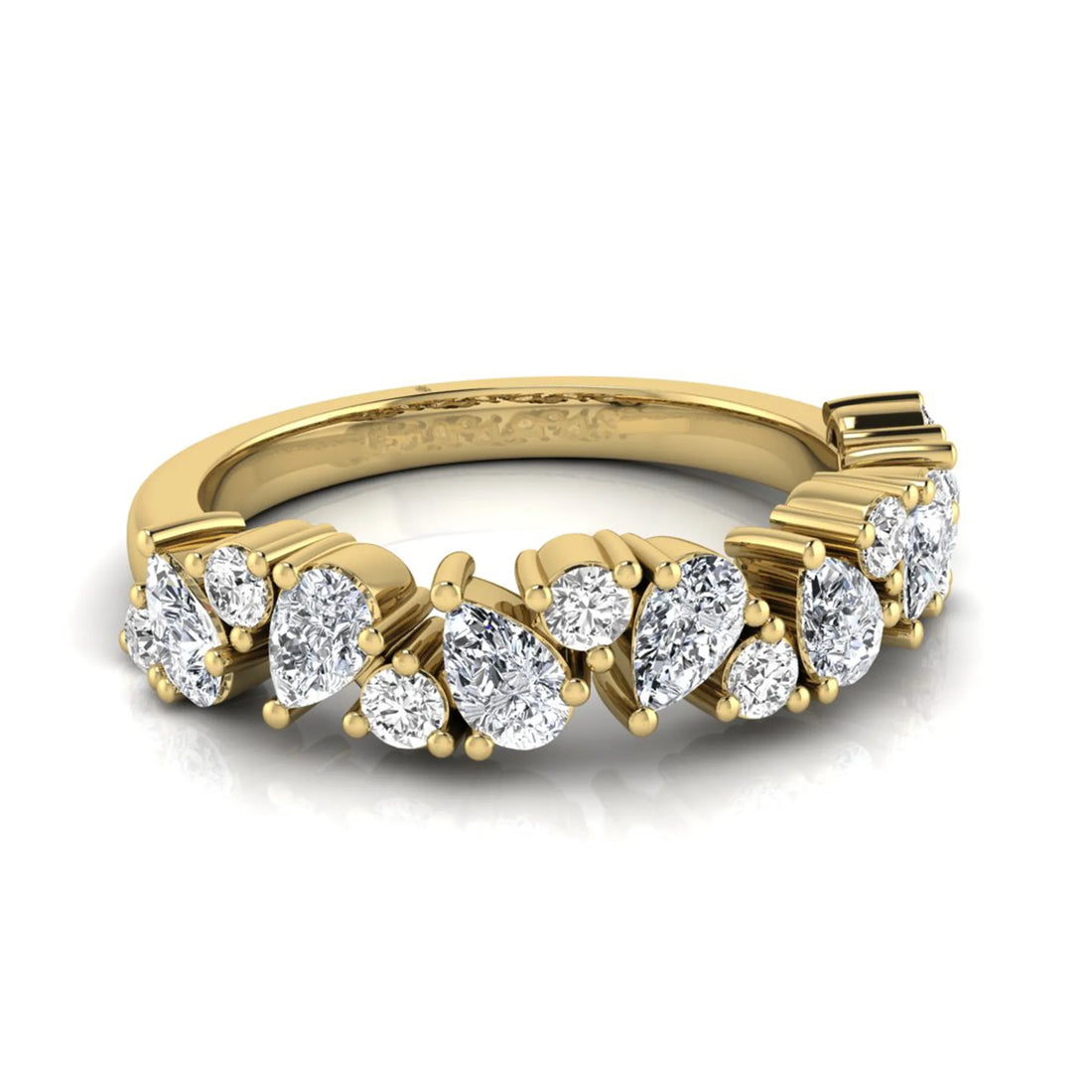 OctaPearl Cluster Lab Grown Diamond Half Eternity Stackable Wedding Band