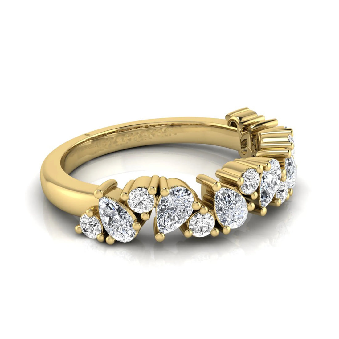 OctaPearl Cluster Lab Grown Diamond Half Eternity Stackable Wedding Band