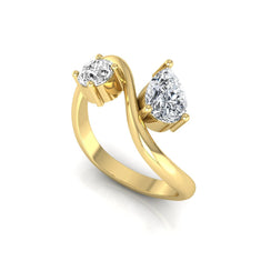 OctaPearl Two Stone Lab Grown Diamond Wave Shank Engagement Ring - alternate view