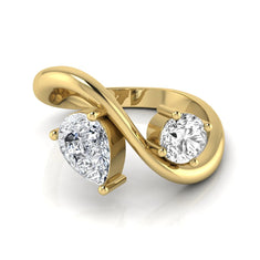 OctaPearl Two Stone Lab Grown Diamond Wave Shank Engagement Ring