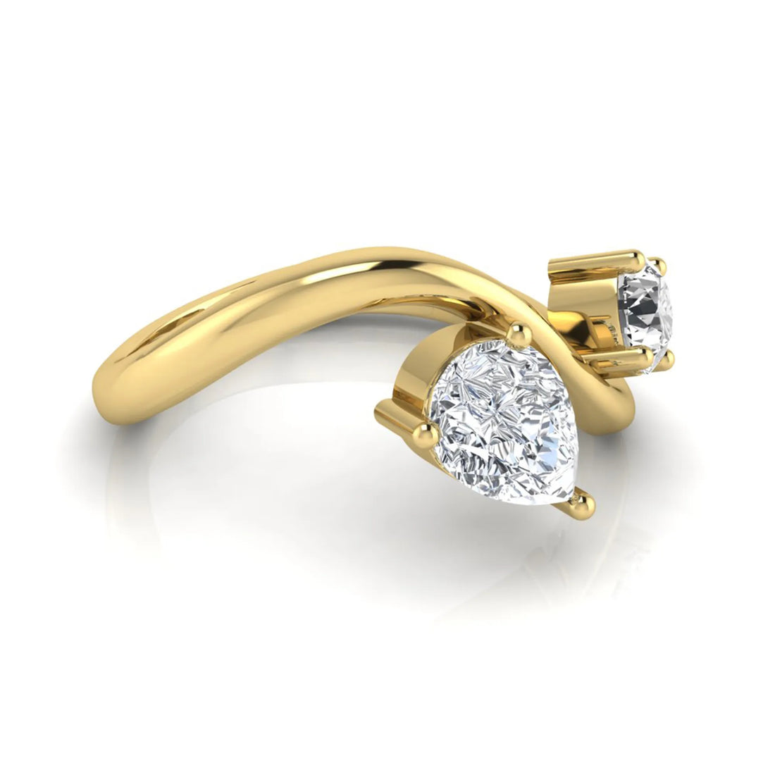 OctaPearl Two Stone Lab Grown Diamond Wave Shank Engagement Ring