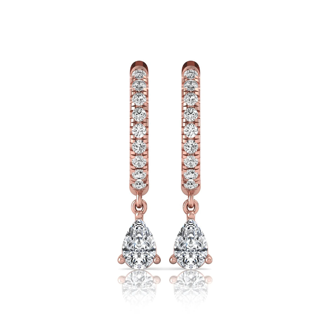 OctaPearl Round & Pear Drop Lab Grown Diamond Huggie Hoop Earrings