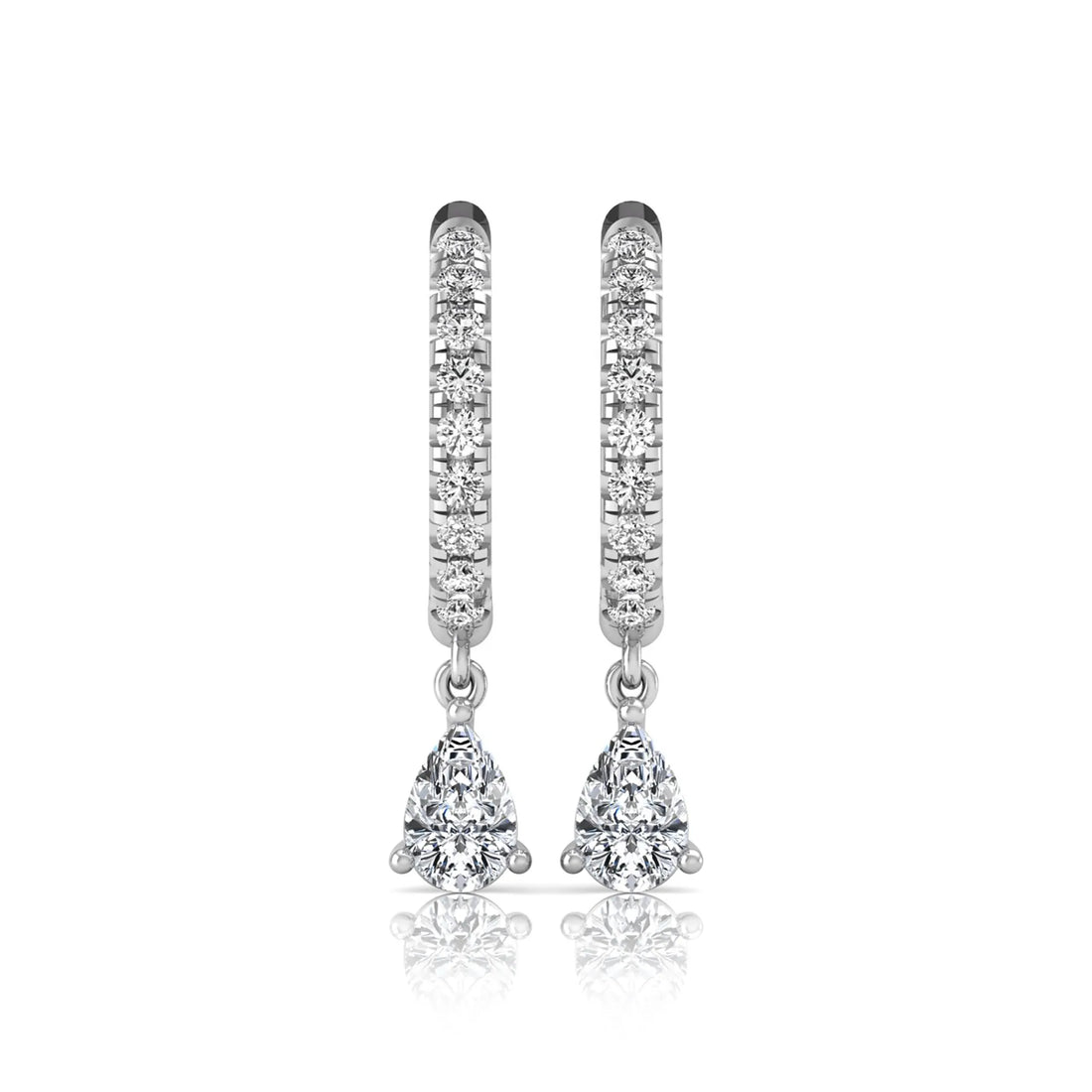 OctaPearl Round & Pear Drop Lab Grown Diamond Huggie Hoop Earrings