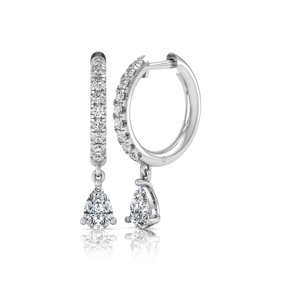 OctaPearl Round & Pear Drop Lab Grown Diamond Huggie Hoop Earrings