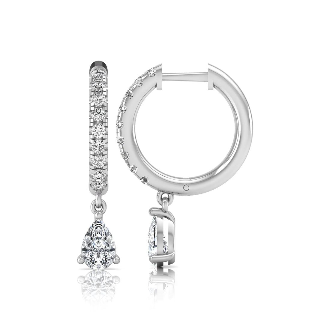 OctaPearl Round & Pear Drop Lab Grown Diamond Huggie Hoop Earrings