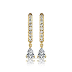 OctaPearl Round & Pear Drop Lab Grown Diamond Huggie Hoop Earrings - alternate view