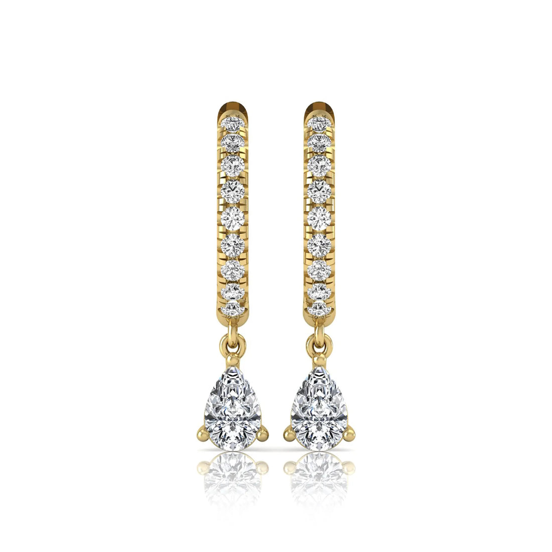 OctaPearl Round & Pear Drop Lab Grown Diamond Huggie Hoop Earrings
