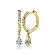 OctaPearl Round & Pear Drop Lab Grown Diamond Huggie Hoop Earrings