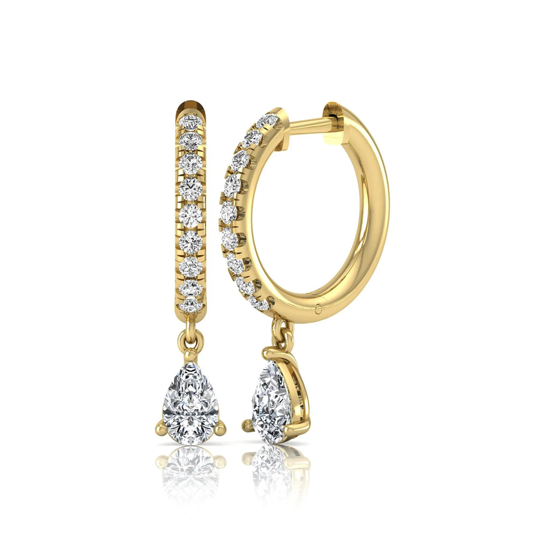 OctaPearl Round & Pear Drop Lab Grown Diamond Huggie Hoop Earrings