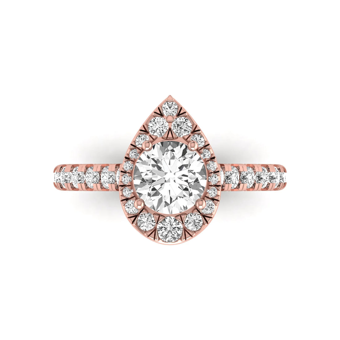 OctaPearl 1 ct Round Lab Grown Diamond Pear Shape Halo Engagement Ring