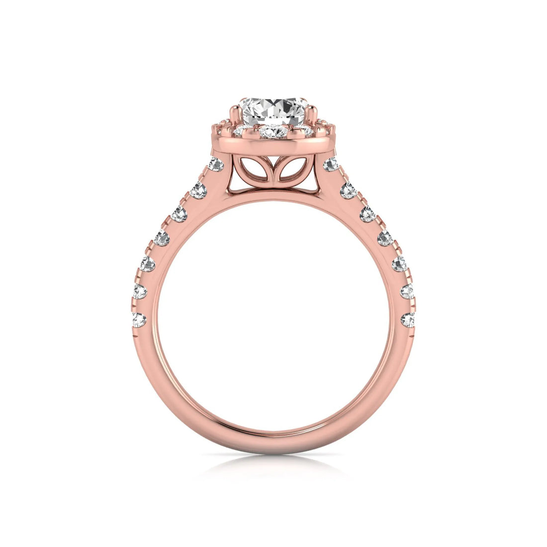 OctaPearl 1 ct Round Lab Grown Diamond Pear Shape Halo Engagement Ring