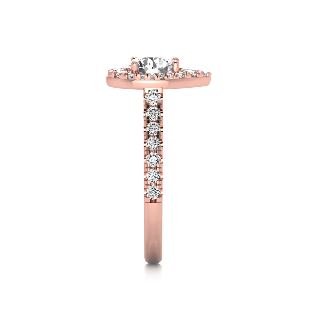 OctaPearl 1 ct Round Lab Grown Diamond Pear Shape Halo Engagement Ring