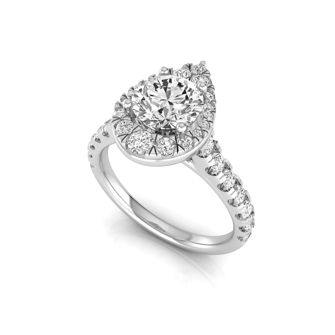 OctaPearl 1 ct Round Lab Grown Diamond Pear Shape Halo Engagement Ring