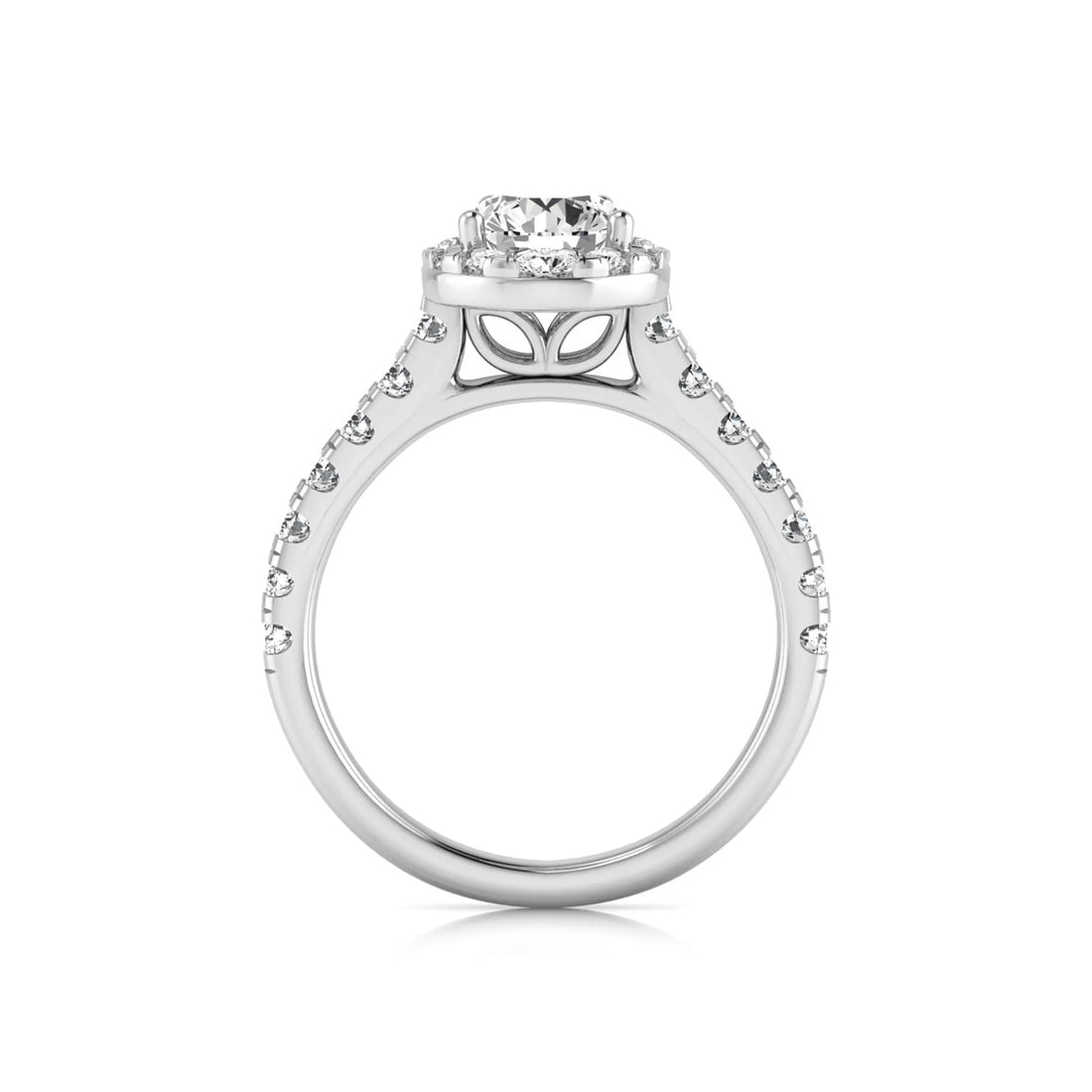 OctaPearl 1 ct Round Lab Grown Diamond Pear Shape Halo Engagement Ring