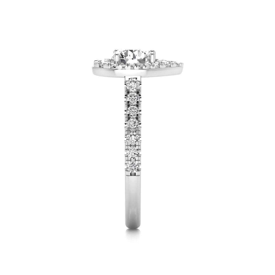 OctaPearl 1 ct Round Lab Grown Diamond Pear Shape Halo Engagement Ring