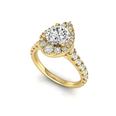 OctaPearl 1 ct Round Lab Grown Diamond Pear Shape Halo Engagement Ring - alternate view