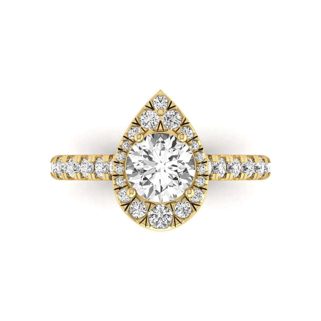 OctaPearl 1 ct Round Lab Grown Diamond Pear Shape Halo Engagement Ring
