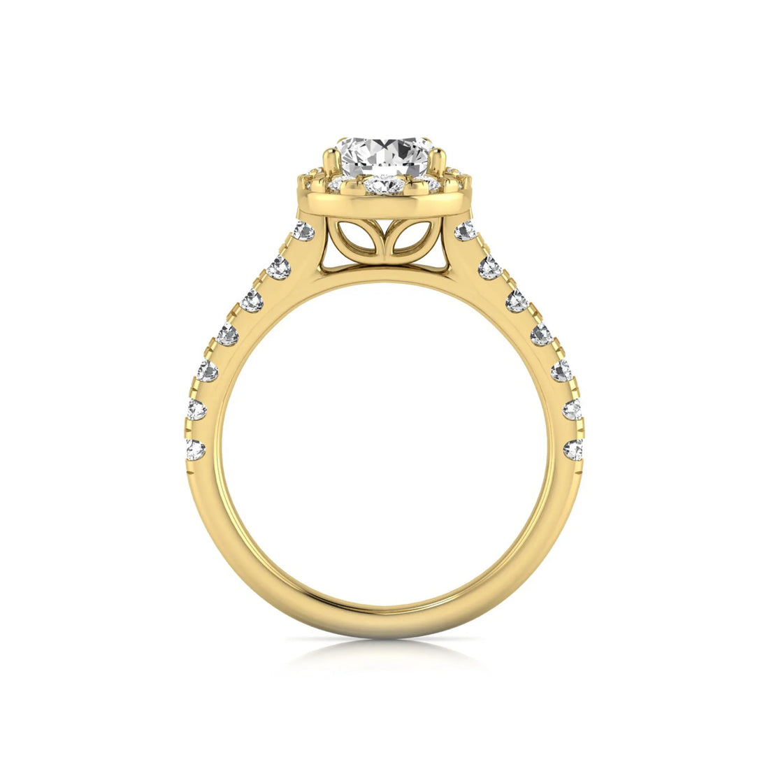 OctaPearl 1 ct Round Lab Grown Diamond Pear Shape Halo Engagement Ring