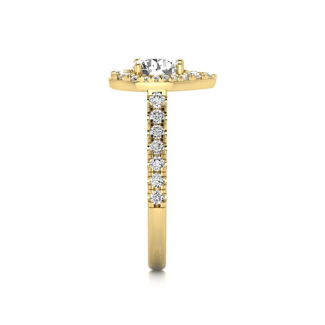 OctaPearl 1 ct Round Lab Grown Diamond Pear Shape Halo Engagement Ring