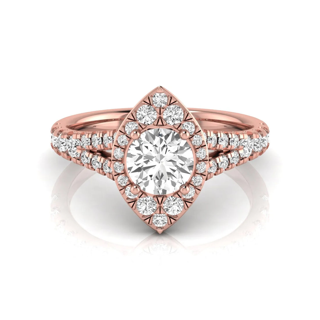 OctaPearl 1 ct Round Pear Halo Split Shank Lab Grown Diamond Engagement Ring