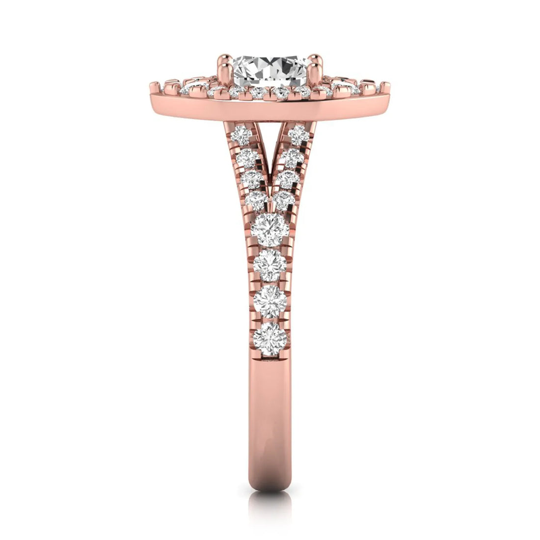 OctaPearl 1 ct Round Pear Halo Split Shank Lab Grown Diamond Engagement Ring