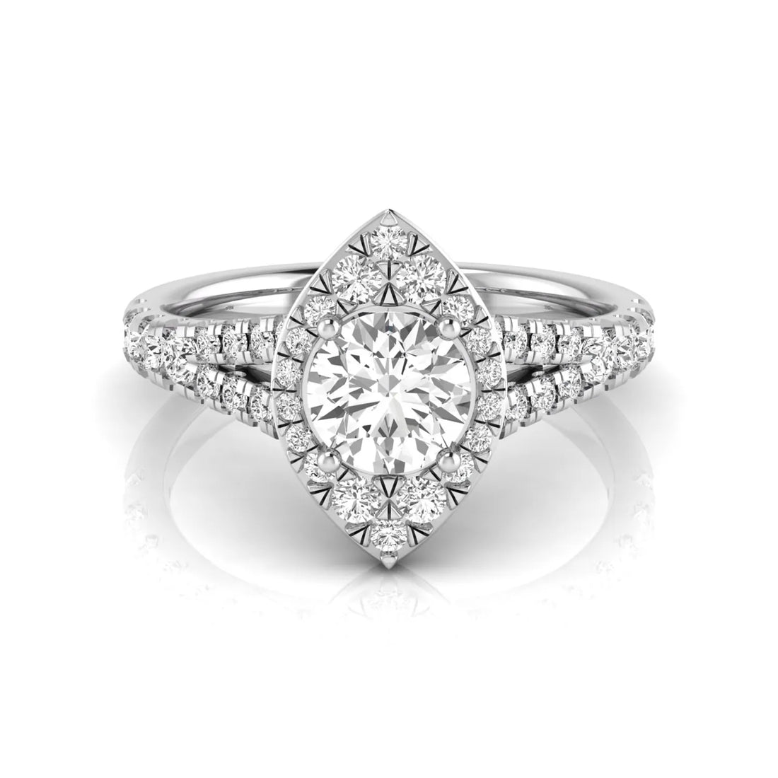OctaPearl 1 ct Round Pear Halo Split Shank Lab Grown Diamond Engagement Ring
