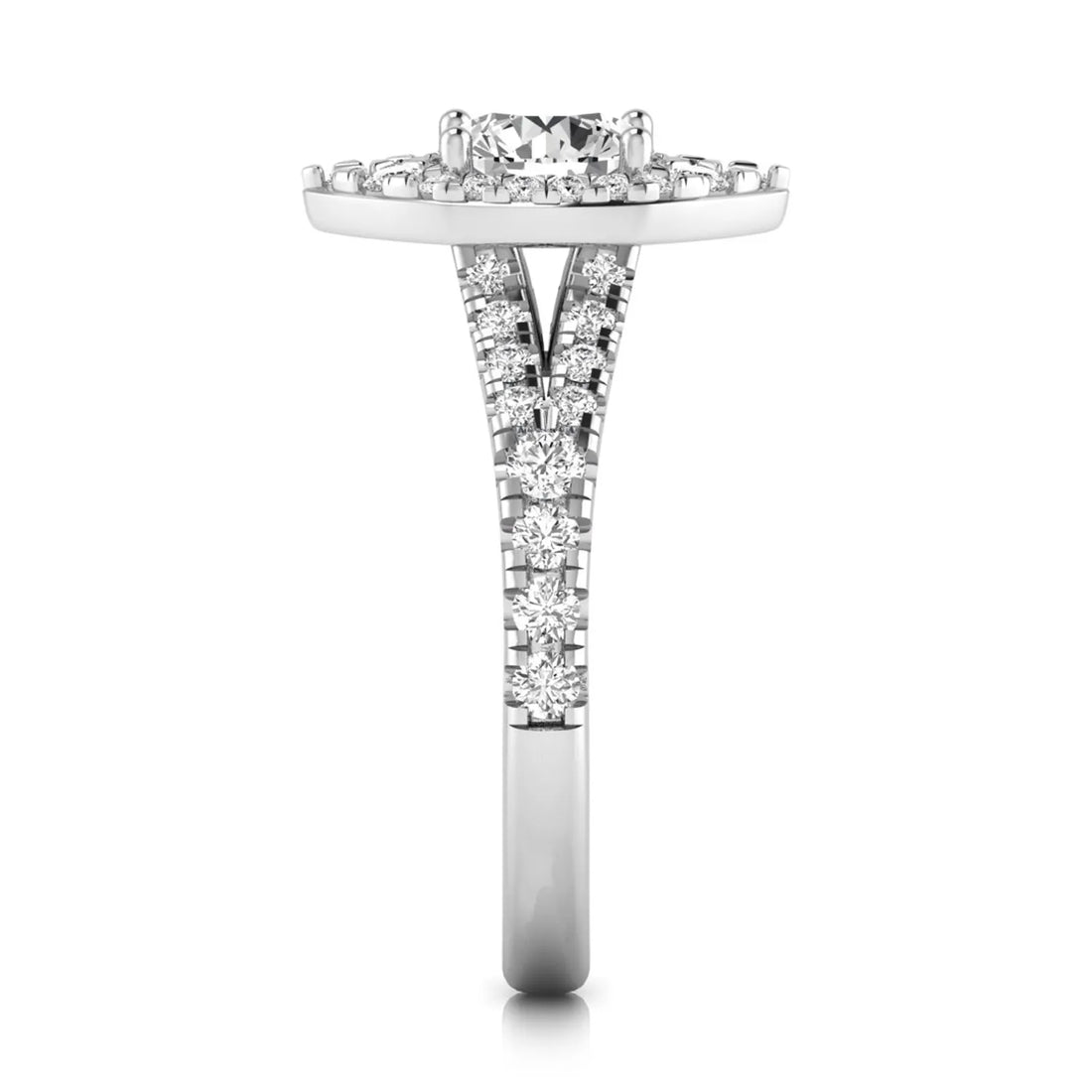 OctaPearl 1 ct Round Pear Halo Split Shank Lab Grown Diamond Engagement Ring