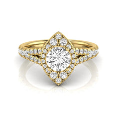 OctaPearl 1 ct Round Pear Halo Split Shank Lab Grown Diamond Engagement Ring
