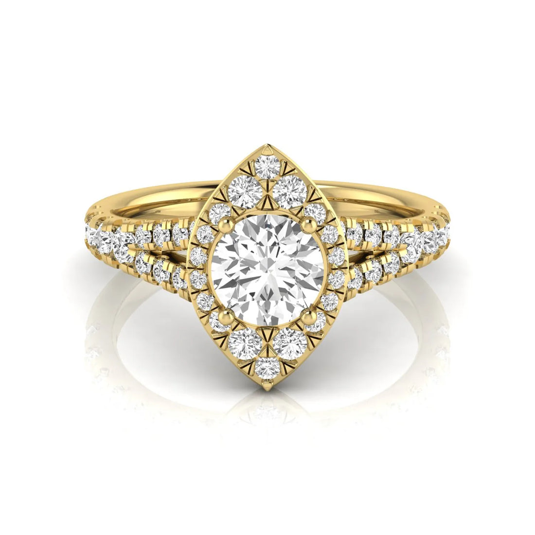 OctaPearl 1 ct Round Pear Halo Split Shank Lab Grown Diamond Engagement Ring