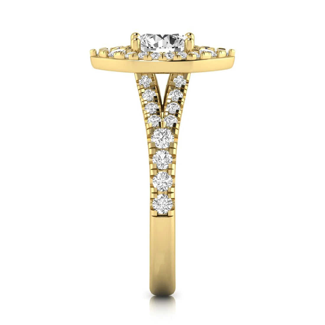 OctaPearl 1 ct Round Pear Halo Split Shank Lab Grown Diamond Engagement Ring