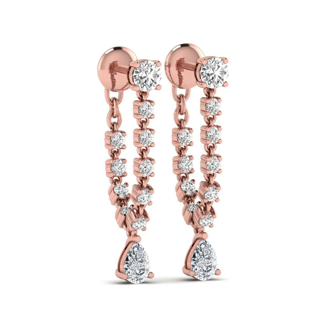 OctaPearl Round & Pear Prong Set Lab Grown Diamond Drop Earrings