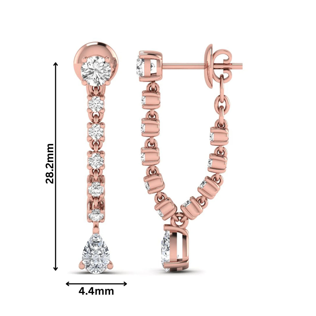 OctaPearl Round & Pear Prong Set Lab Grown Diamond Drop Earrings