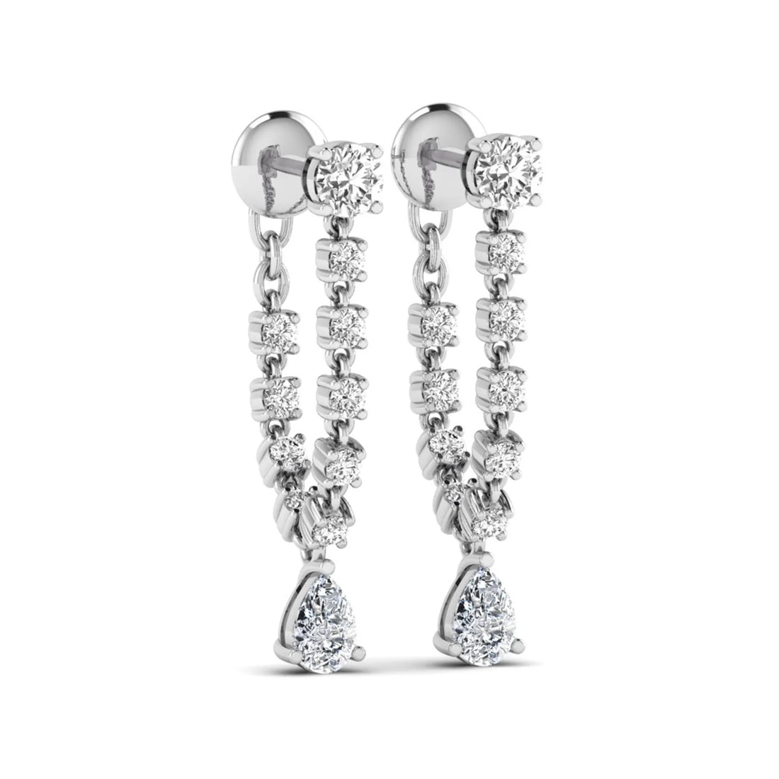 OctaPearl Round & Pear Prong Set Lab Grown Diamond Drop Earrings