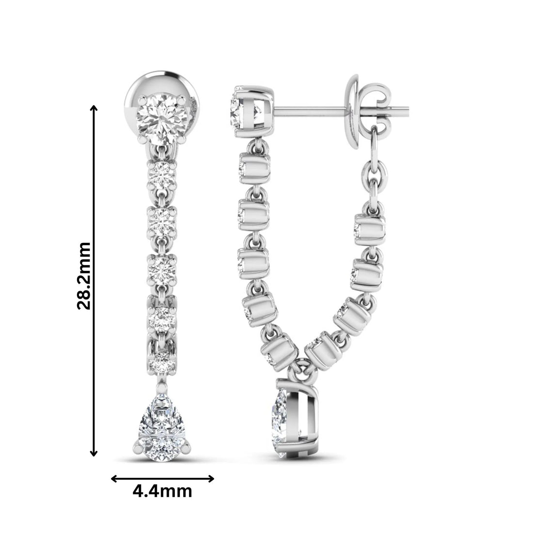 OctaPearl Round & Pear Prong Set Lab Grown Diamond Drop Earrings