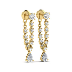OctaPearl Round & Pear Prong Set Lab Grown Diamond Drop Earrings - alternate view
