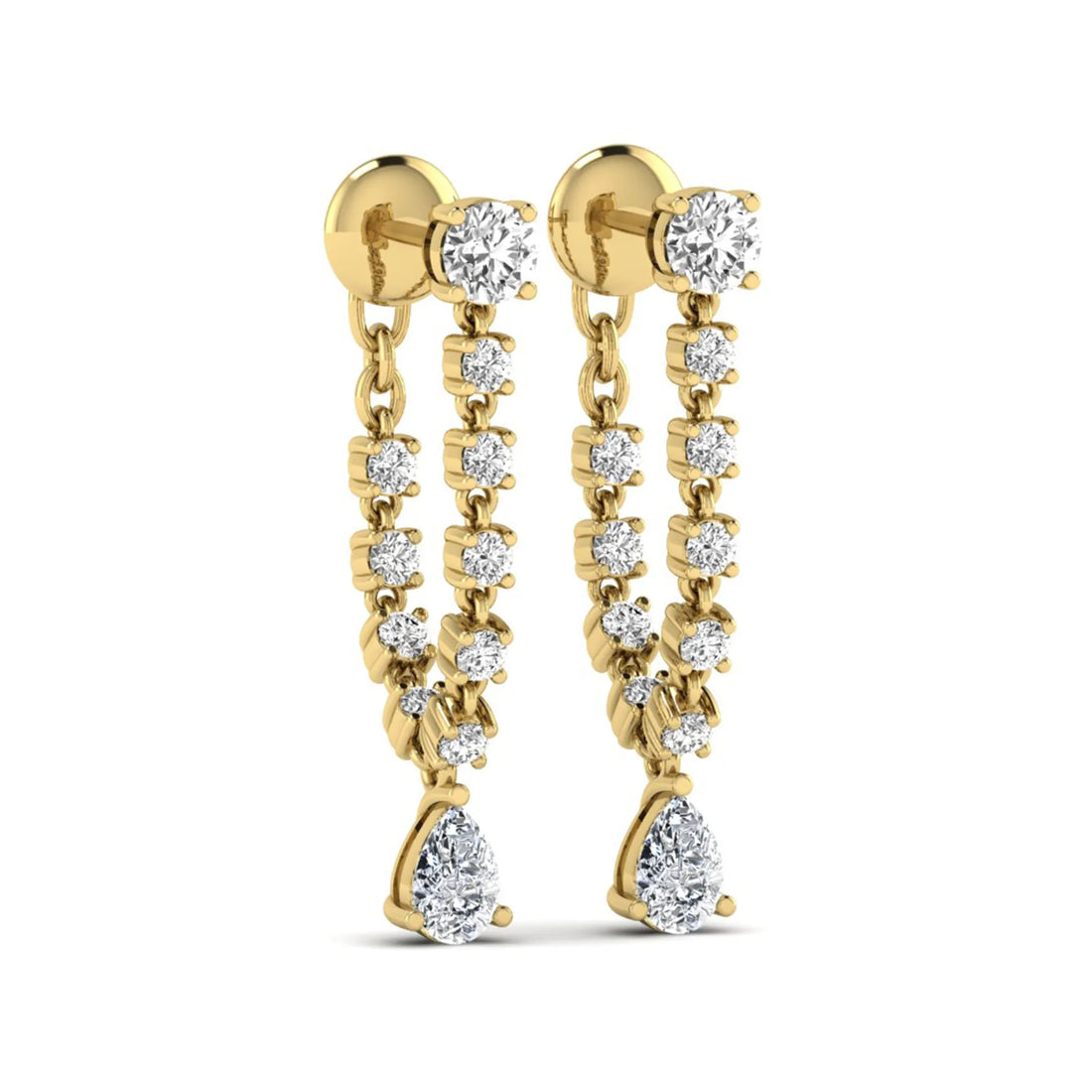 OctaPearl Round & Pear Prong Set Lab Grown Diamond Drop Earrings