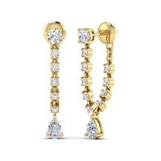 OctaPearl Round & Pear Prong Set Lab Grown Diamond Drop Earrings