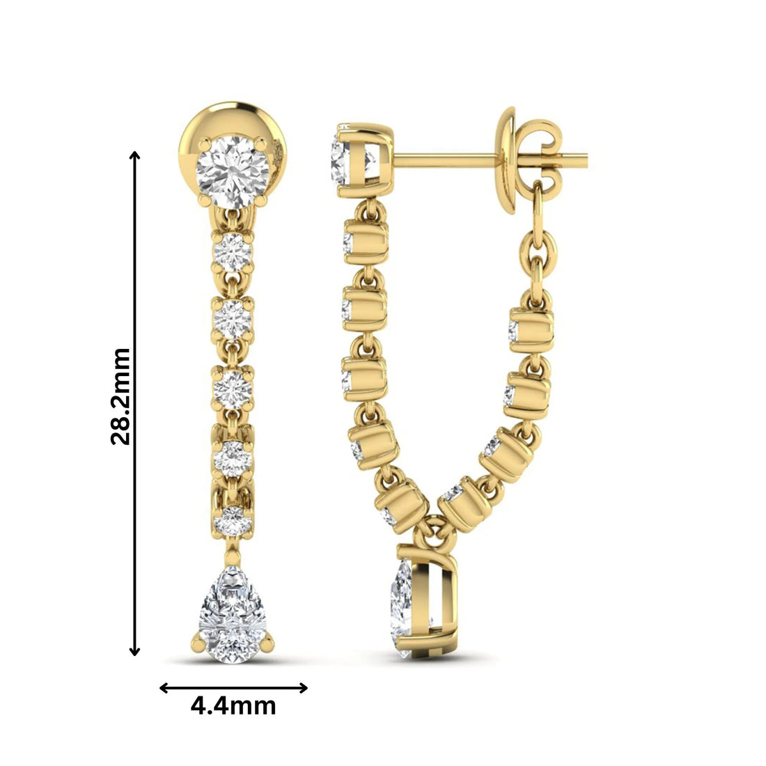 OctaPearl Round & Pear Prong Set Lab Grown Diamond Drop Earrings