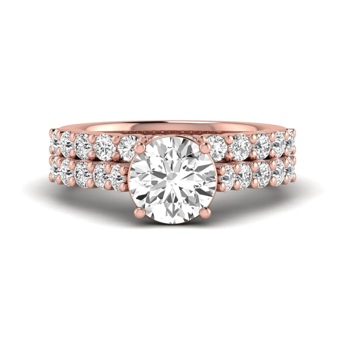 OctaPearl 2 ct Round Prong Set Lab Grown Diamond Bridal Ring Set