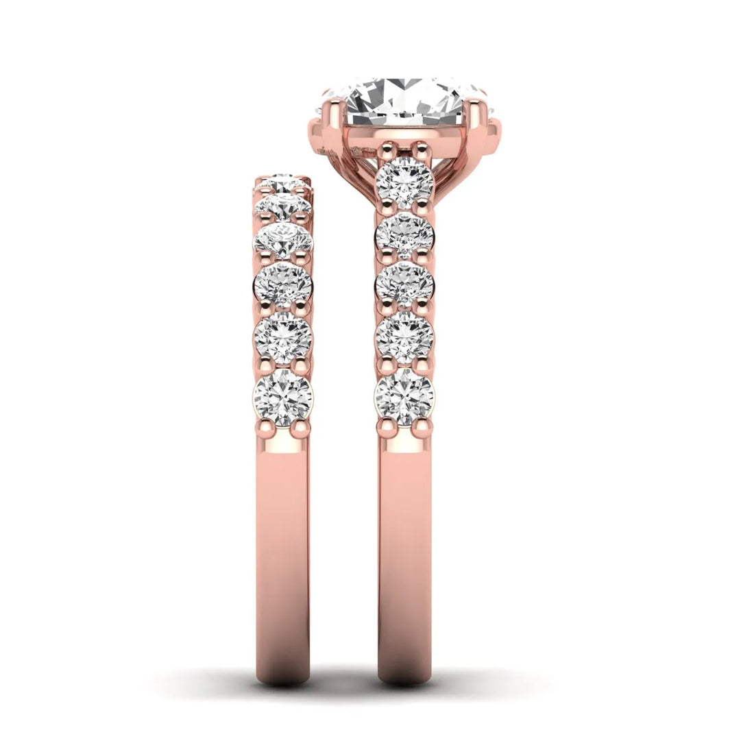 OctaPearl 2 ct Round Prong Set Lab Grown Diamond Bridal Ring Set
